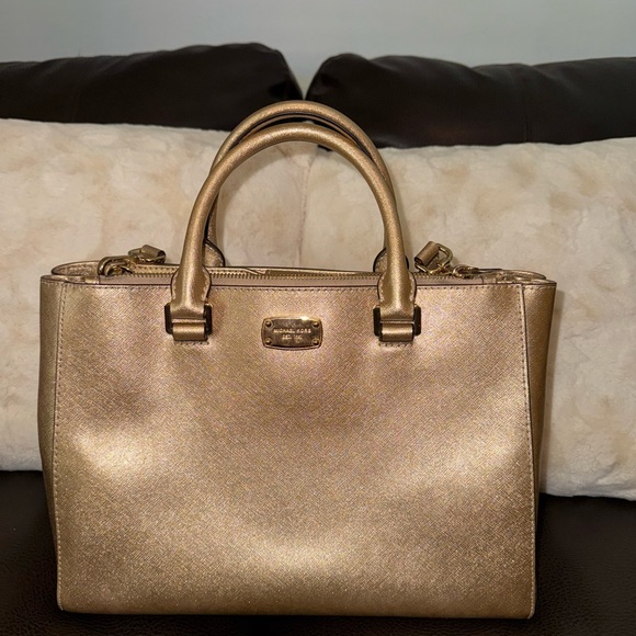 Michael Kors Metallic Gold Satchel - Picture 1 of 4